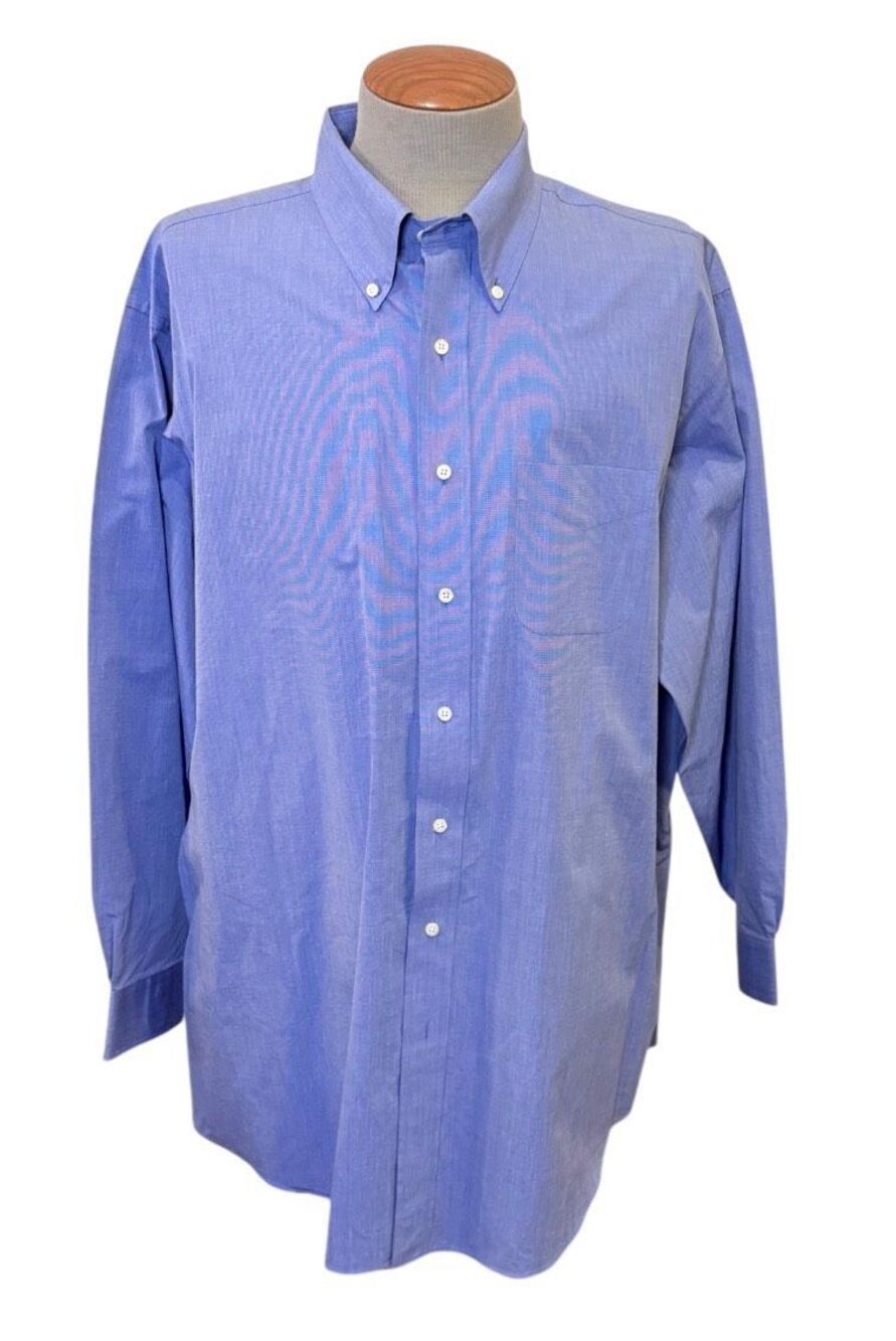 Brooks Brothers Shirt Men 18.5/35 Blue Madison Fit Solid Blue Button Down Supim